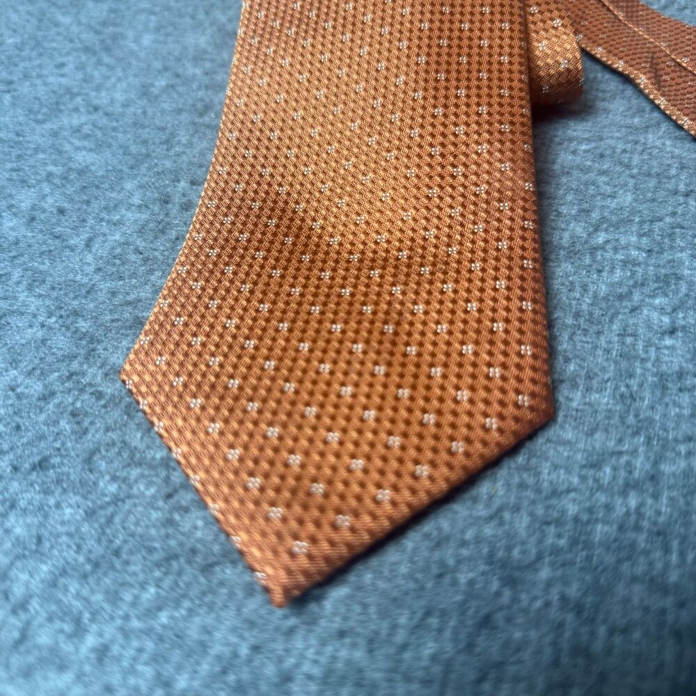 Brioni Tie Medallion Geometric Necktie Mens OS Orange Silk Handmade Italy Luxury